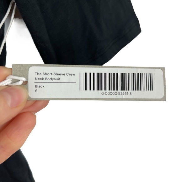 New Everlane The Short-Sleeve Crew Neck Bodysuit Black Thong Size Small - Picture 11 of 14